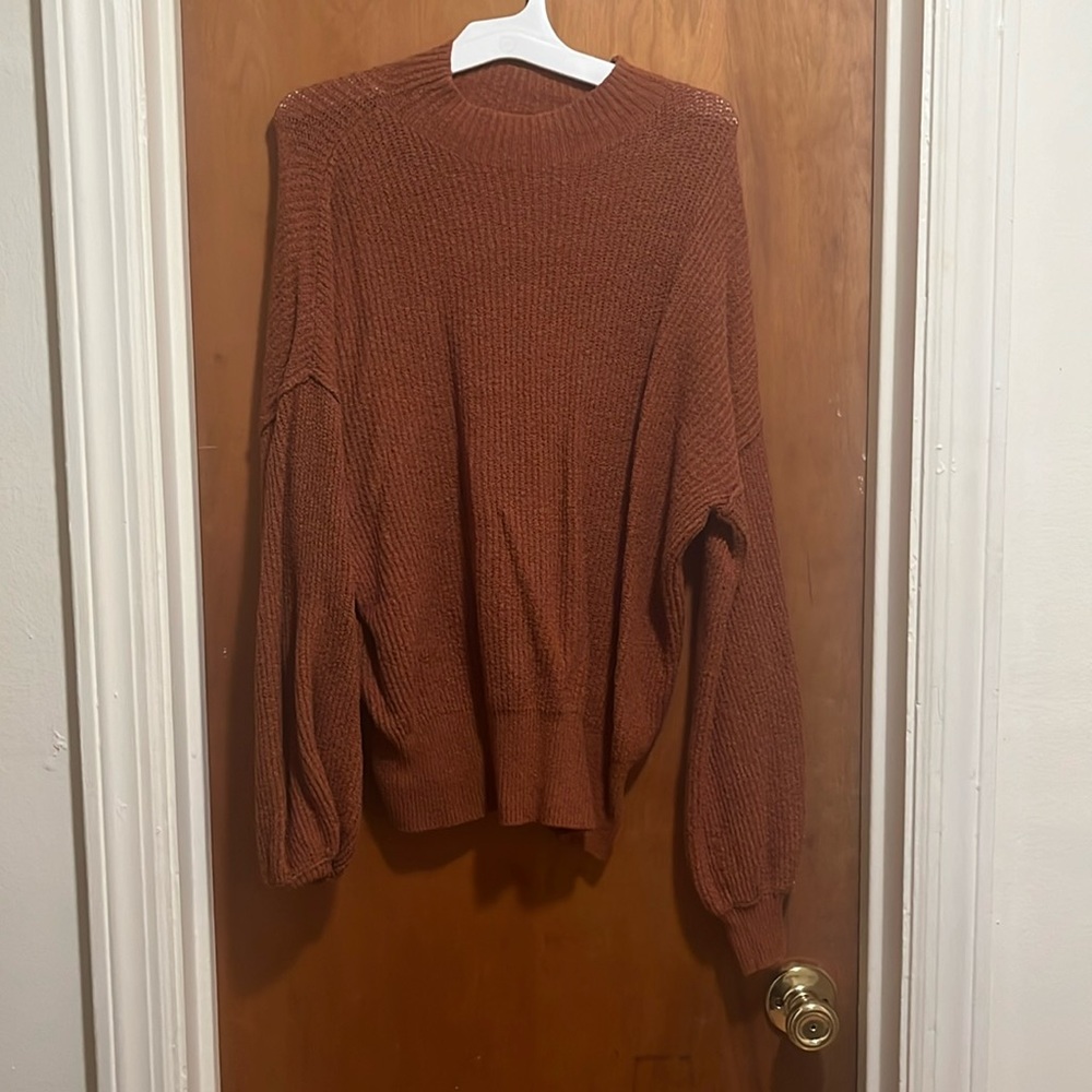 Puffy sleeve oversized sweater